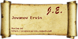 Jovanov Ervin névjegykártya